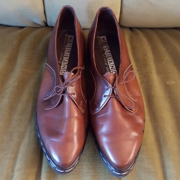 Vintage German Brown Leather Lace-Up Oxfords - Picture 1 of 8